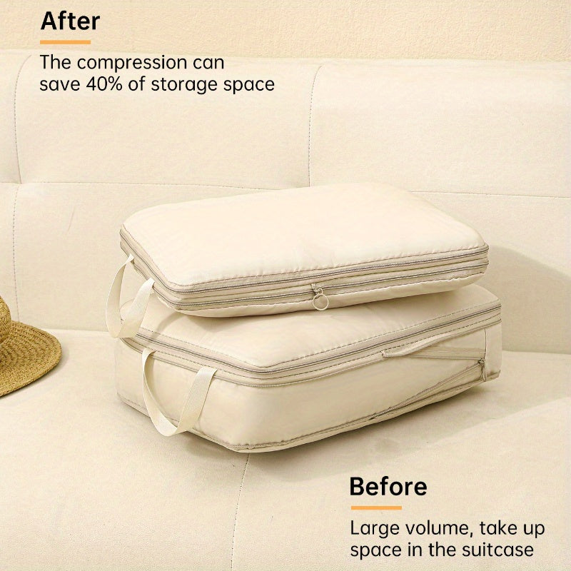 Waterproof and portable travel storage bags for clothes, shoes and toiletries, making luggage organization and packing easier.