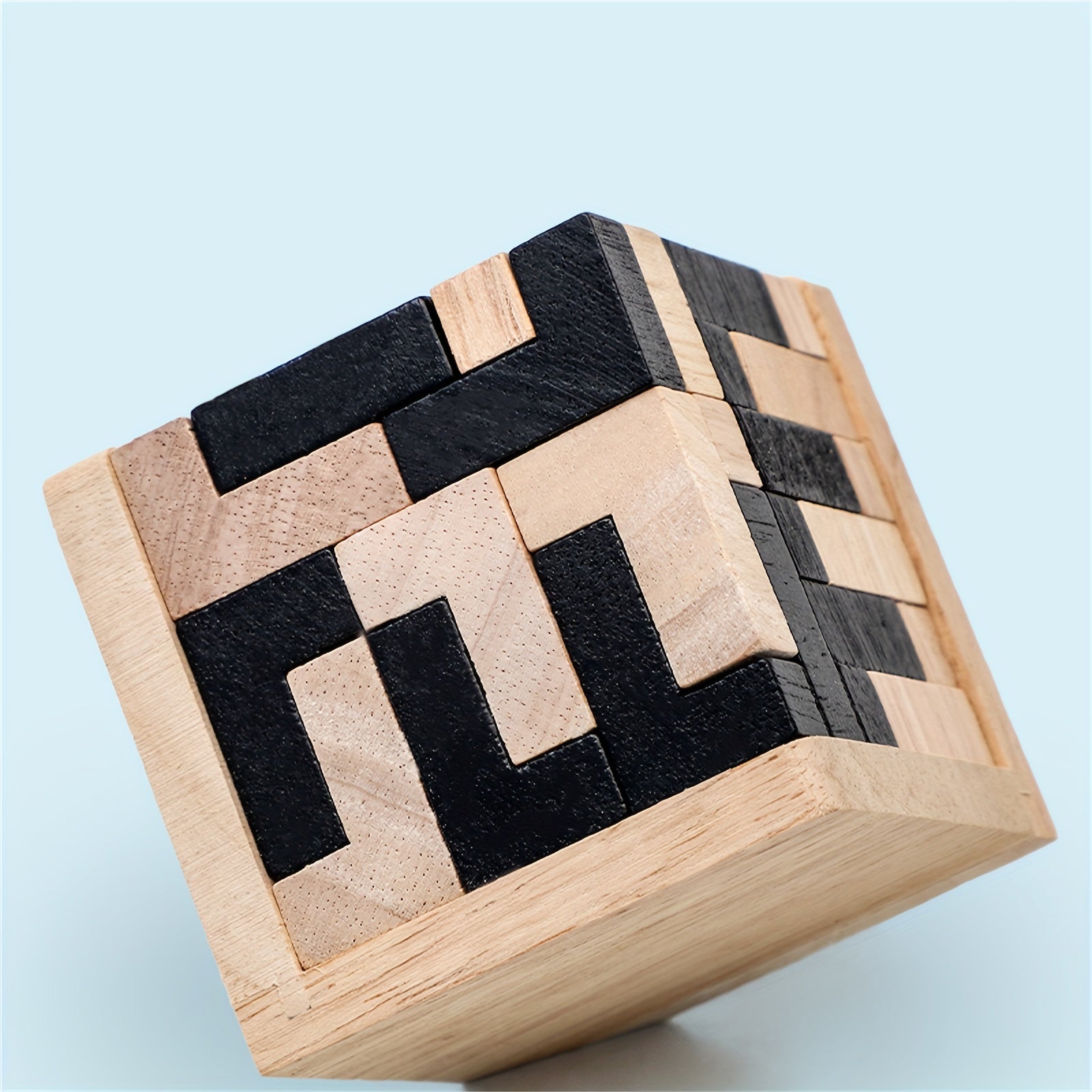 Set of 54 3D Brain Teaser wooden cube games. Perfect gift for brain training, Christmas, birthdays, and Halloween decorations.