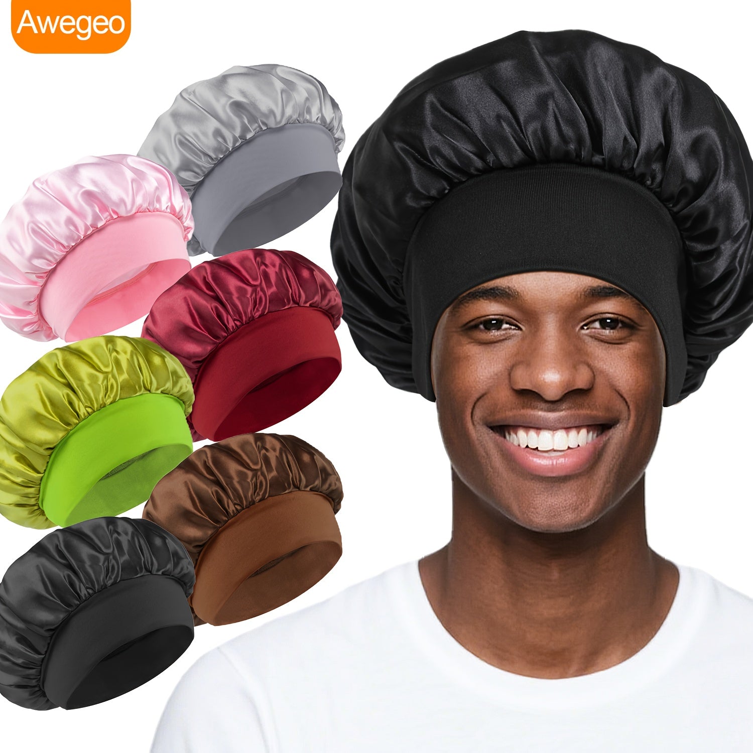 Lot de 6 bonnets élastiques homme, doux et confortables, protection capillaire nuit, plusieurs couleurs, polyester, maintien fiable sans parfum.
