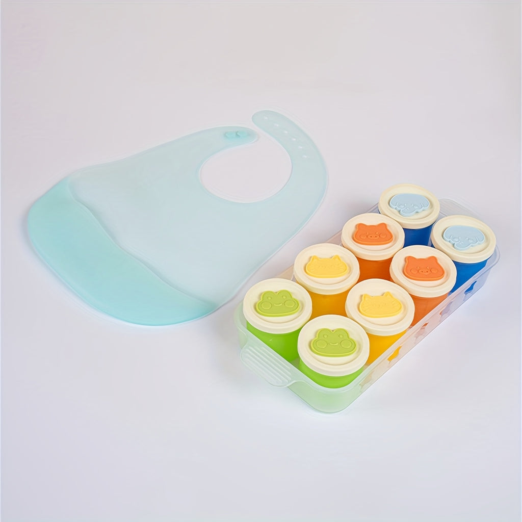 Lot de 8 contenants avec couvercles pour aliments surgelés, purées maison, légumes et fruits, mini moules à glace.