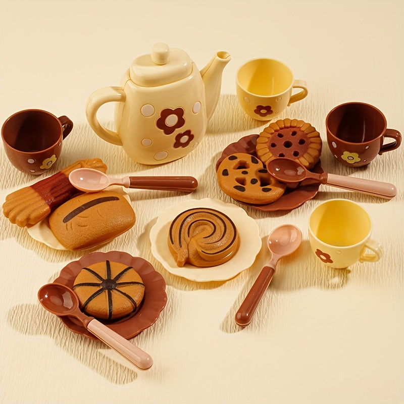 Service à thé de luxe pour ados, incluant théière, biscuits et aliments réalistes, cadeau idéal pour garçons et filles.