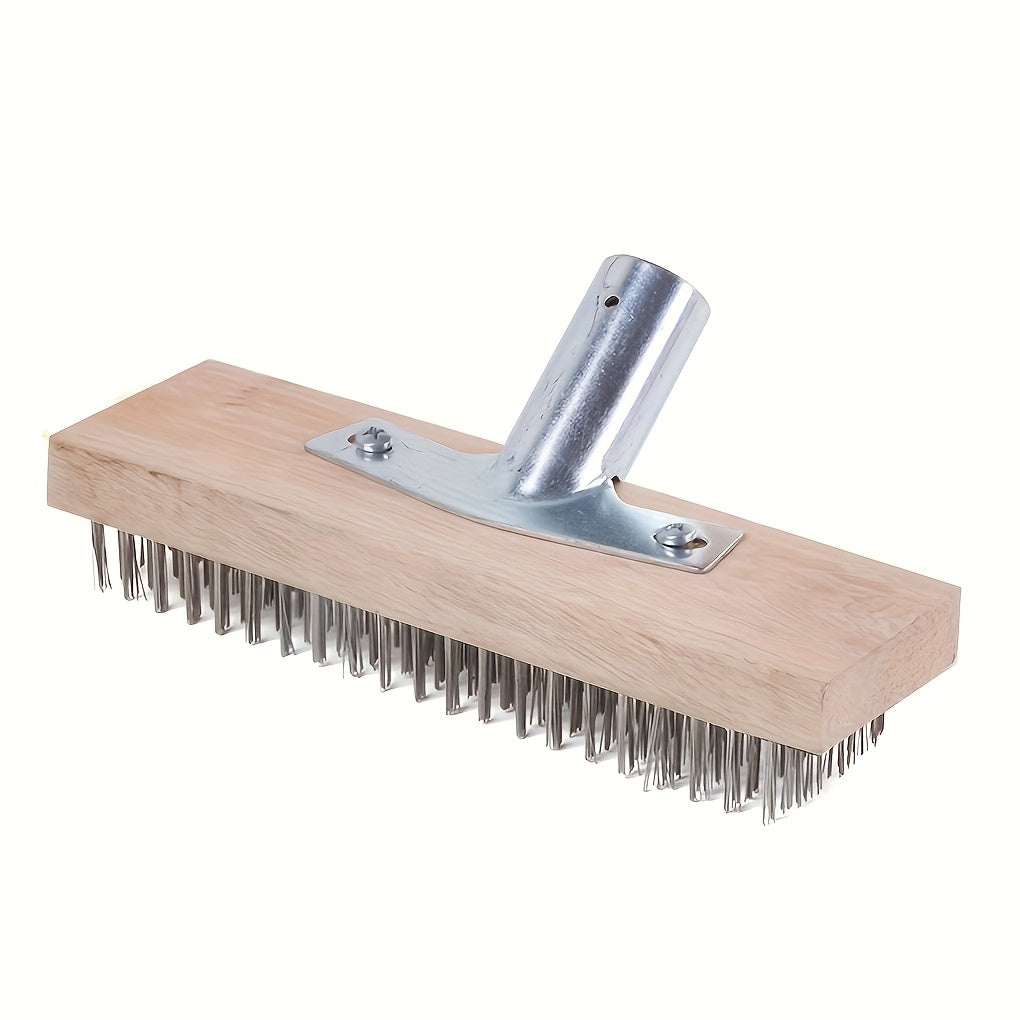 Brosse de sol à poils métalliques, construction en fer durable pour éliminer mousse et débris, nettoyage manuel efficace du jardin.
