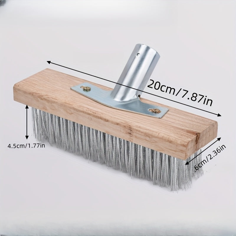 Brosse de sol en fil inox durable, largeur 20 ou 30 cm, usage manuel, idéale extérieur, cuisine et terrasse, enlève mousse, graisse et saleté efficacement.