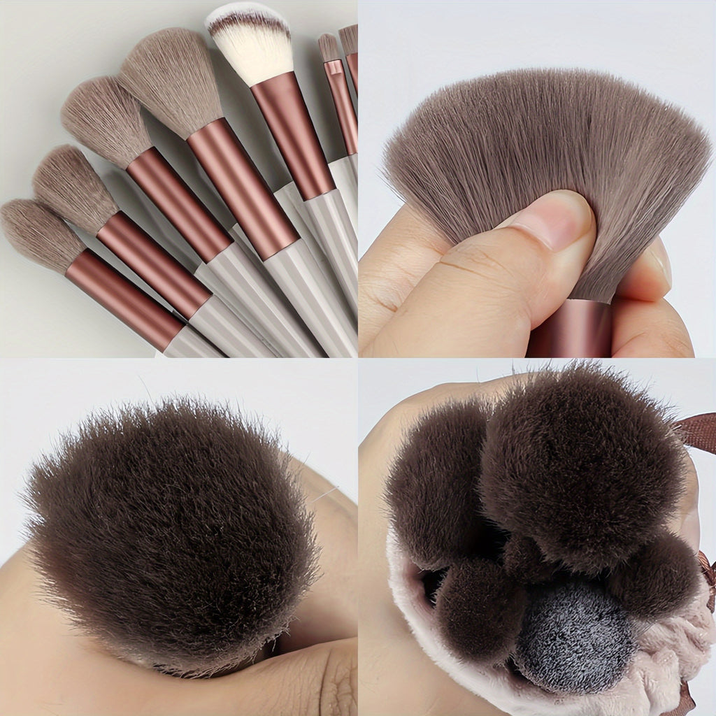 Set maquillage professionnel 13/20/33 pièces avec accessoires : pinceaux nylon, bandeau, éponges et accessoires pour application précise et complète.