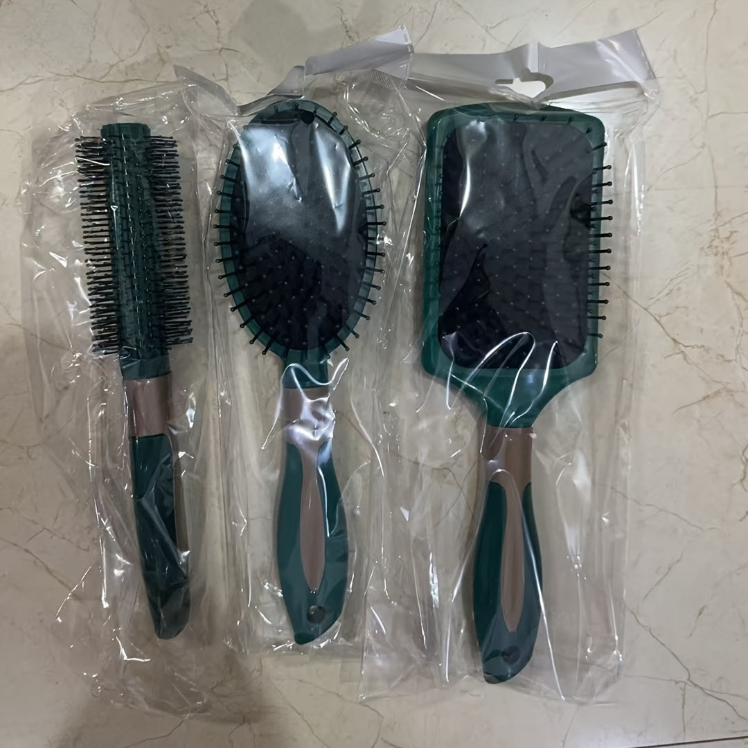 Scalp massage comb with air cushion, detangling and curling, hair styling accessory suitable for all hair types.