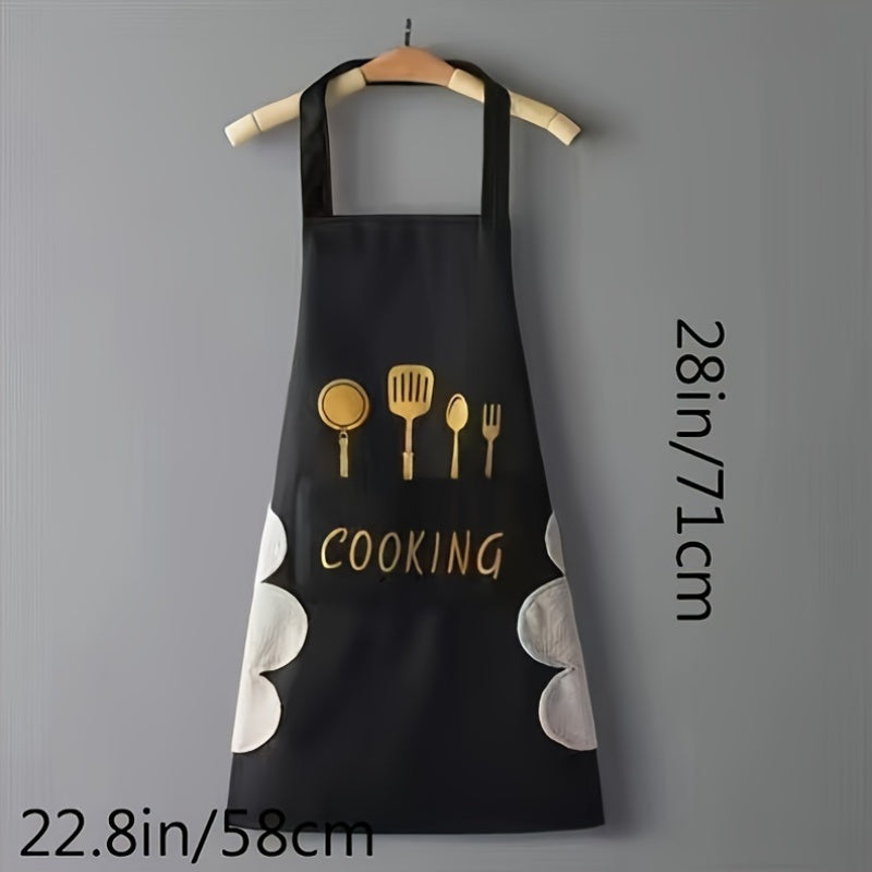 Tablier en Polyester (1 pc) : Style simple et moderne, idéal cuisine et maison, parfait comme cadeau Noël, Halloween, Pâques ou Thanksgiving.
