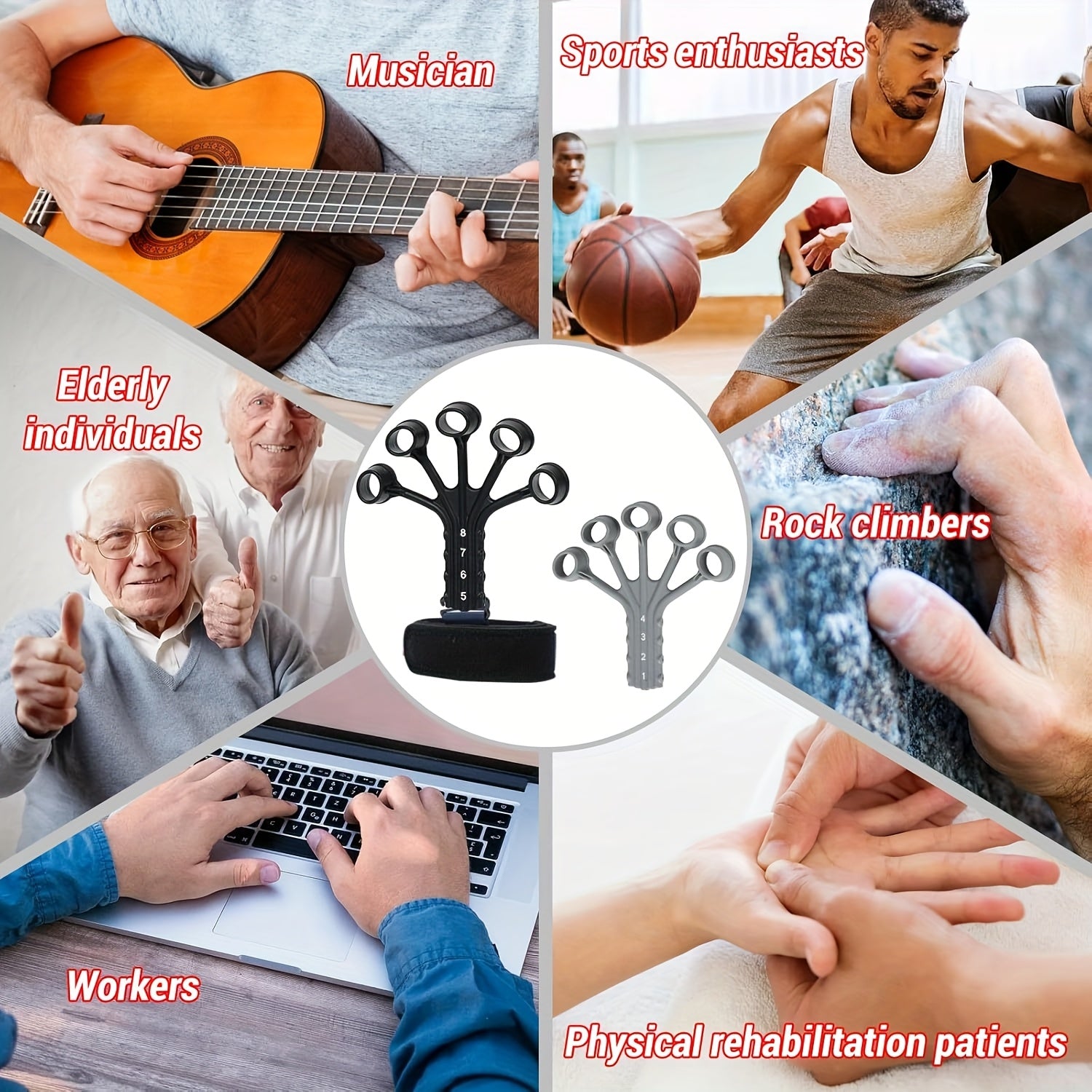 Entraîneur de force en silicone avec exerciteur de doigts, résistance réglable, parfait pour renforcement musculaire, rééducation et usage quotidien.