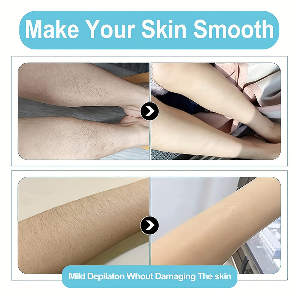 Épilateur portable indolore, design ergonomique, retire efficacement poils jambes, bras et dos, outil lisse et pratique pour femmes et hommes.