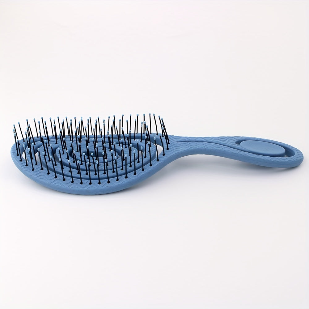 Peigne coiffure oval ajouré, démêlage facile pour cheveux secs ou mouillés, design ergonomique et pratique.