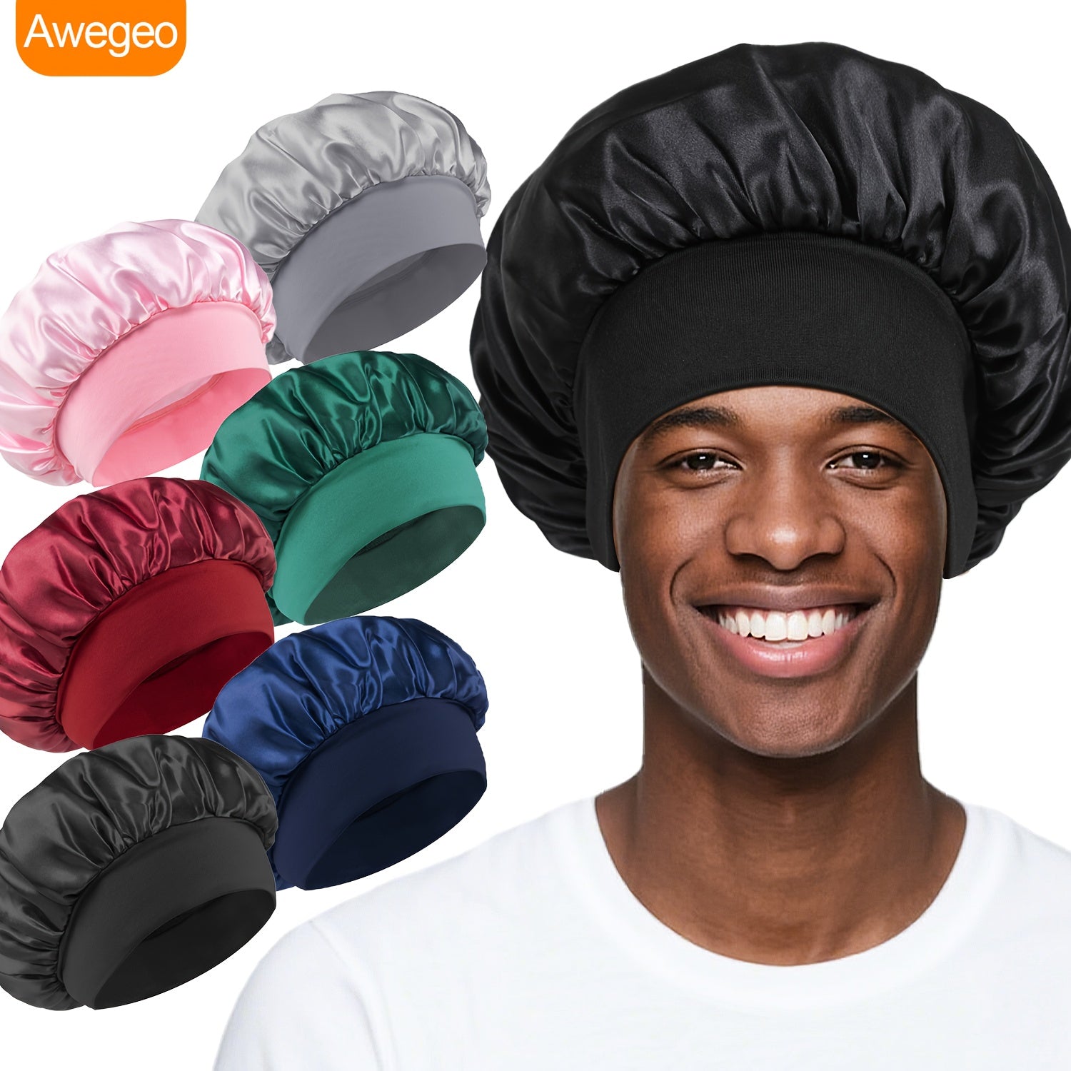 Lot de 6 bonnets élastiques homme, doux et confortables, protection capillaire nuit, plusieurs couleurs, polyester, maintien fiable sans parfum.