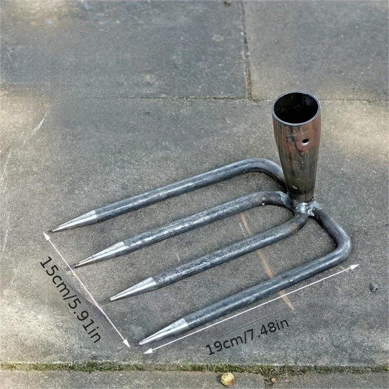 Houe de jardin à 4 dents en acier, sans manche, outil manuel polyvalent pour désherber, creuser et cultiver, idéale patates douces et arachides.