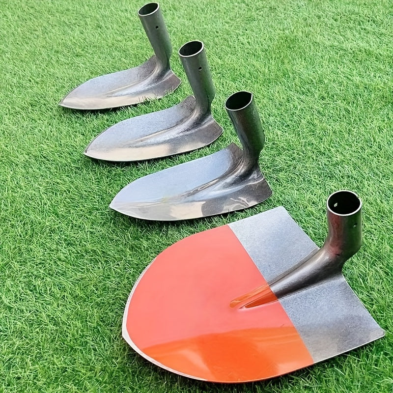 Heavy-duty manganese steel garden spade with thickened triangular blade, ideal for digging, landscaping and professional weeding.
