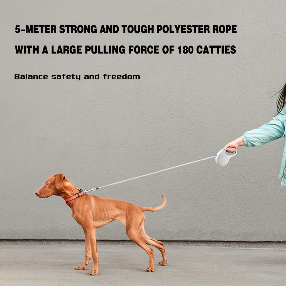 Retractable leash 4.88 m, pink, grey or black, ergonomic handle, comfortable, tangle-free, for small to medium-sized dogs and cats.