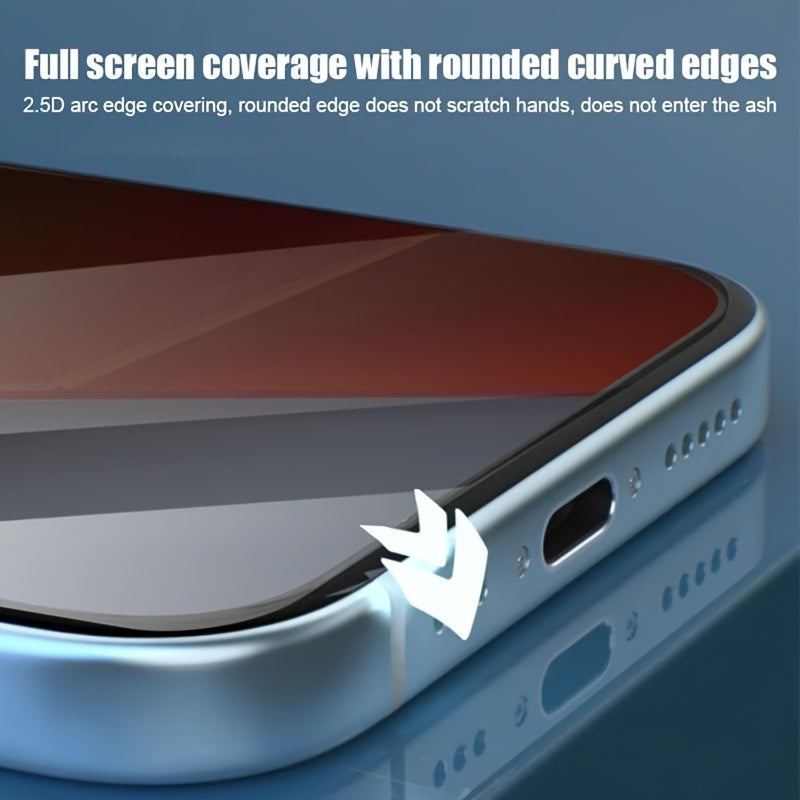 Pack of 5 iPhone Screen Protectors: 9H tempered glass, full coverage, anti-scratch and anti-fingerprint, compatible with Dynamic Island and cases.