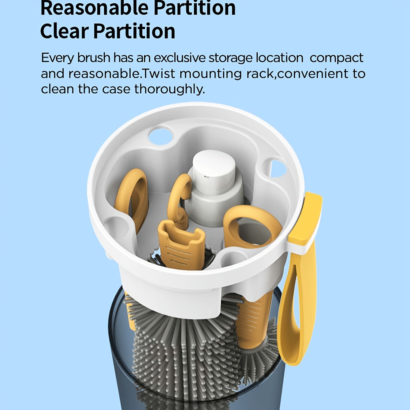 مجموعة فرشاة تنظيف الزجاجات المحمولة من كيويمي، فرش سيليكون، حامل تجفيف، ملحقات، مقبض بلاستيكي، مناسبة للسفر.