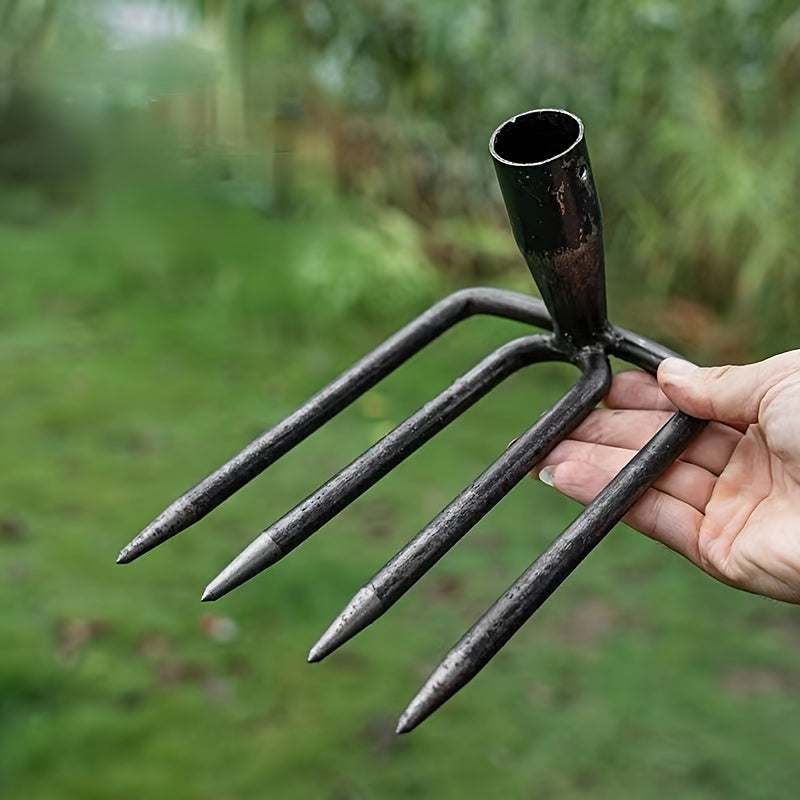 Houe de jardin à 4 dents en acier, sans manche, outil manuel polyvalent pour désherber, creuser et cultiver, idéale patates douces et arachides.