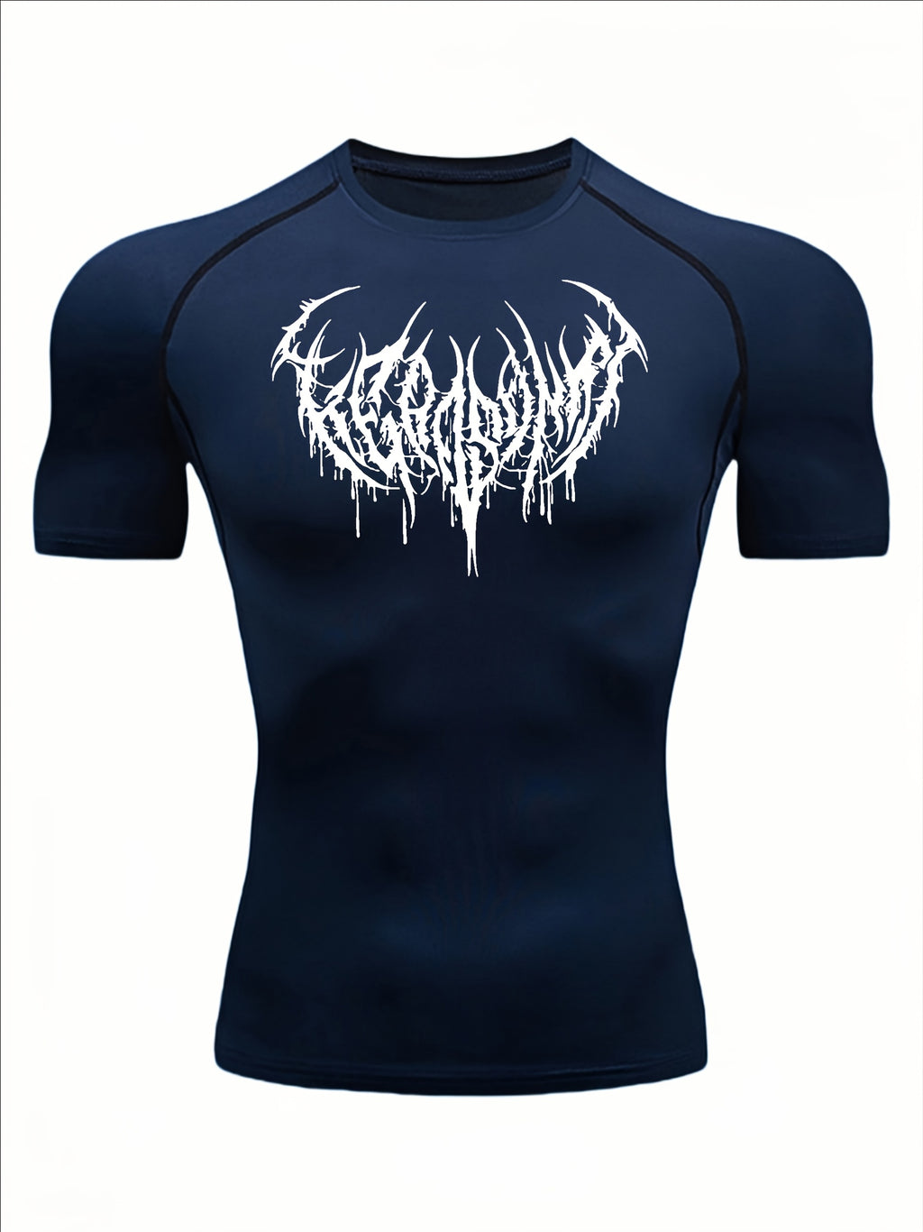 T-shirt compression homme, séchage rapide, tissu respirant et extensible, motif musculaire, maintien slim, idéal gym, cyclisme, boxe et entraînement.