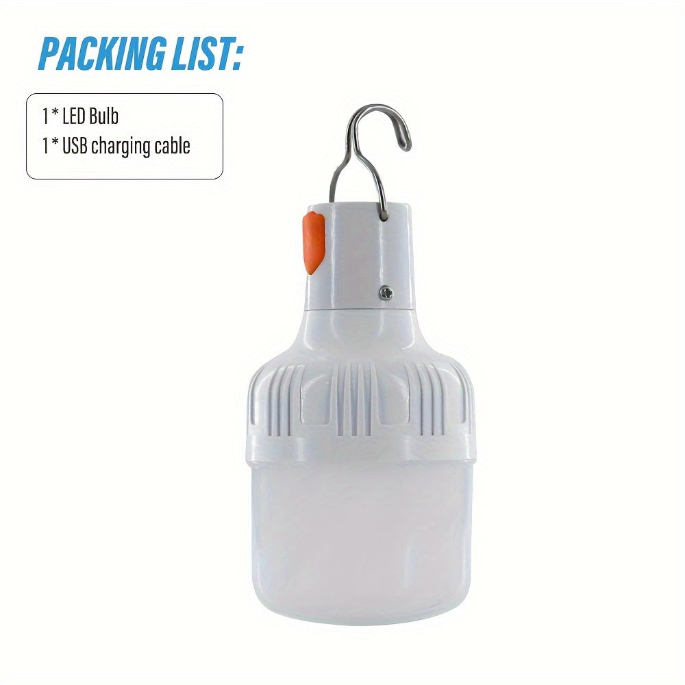 Ampoule LED Rechargeable USB : Portable, haute luminosité, avec crochet, idéale pour camping, aventures, pêche et situations d’urgence.