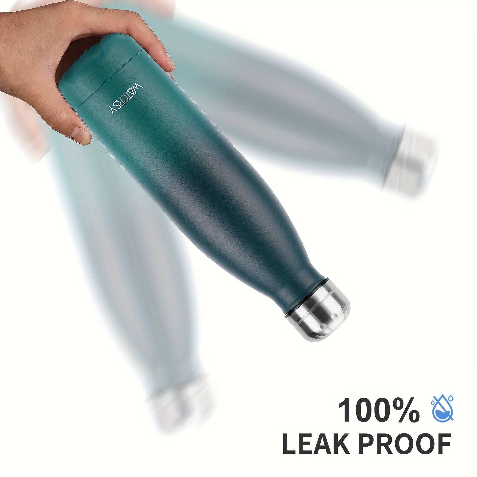 Bouteille WATERSY 500 ml en acier inoxydable, thermique, étanche, sans BPA, conserve boissons chaudes 12 h et froides 24 h.