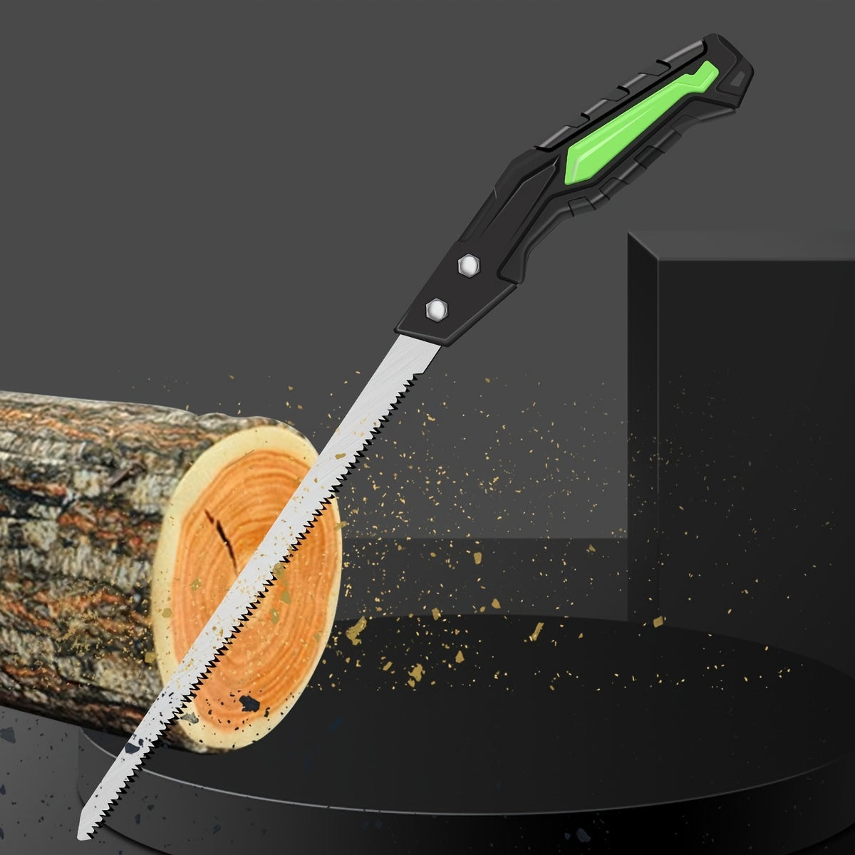 Compact hand saw for wood and pruning, ideal for fruit trees, precise gardening and small carpentry jobs at home.
