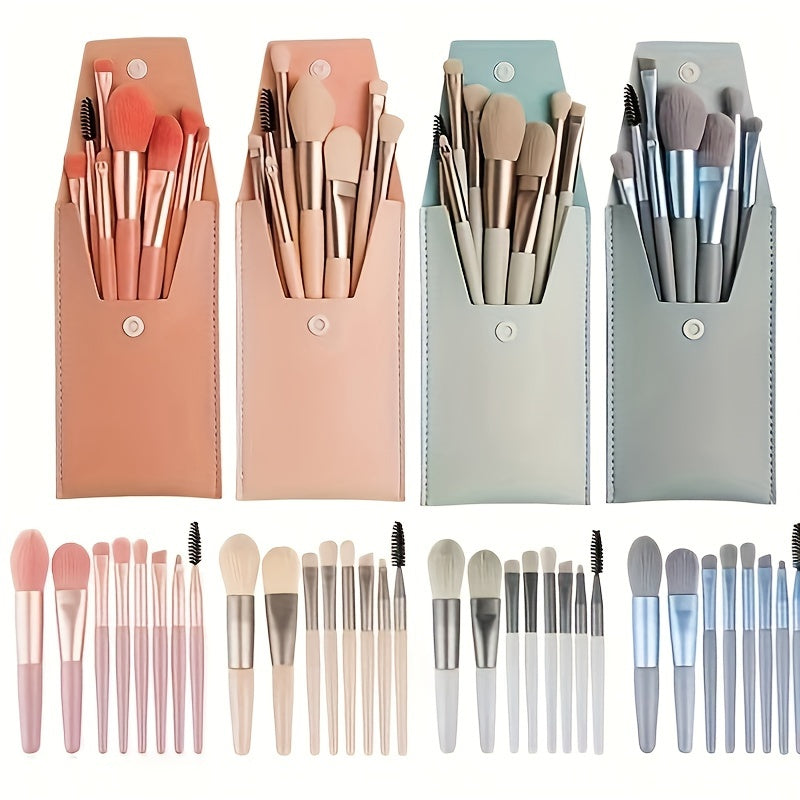 Set pinceaux maquillage hypoallergéniques en polyester, poils pour yeux, poudre et sourcils, manche ABS, kit portable pour tous types de peau.
