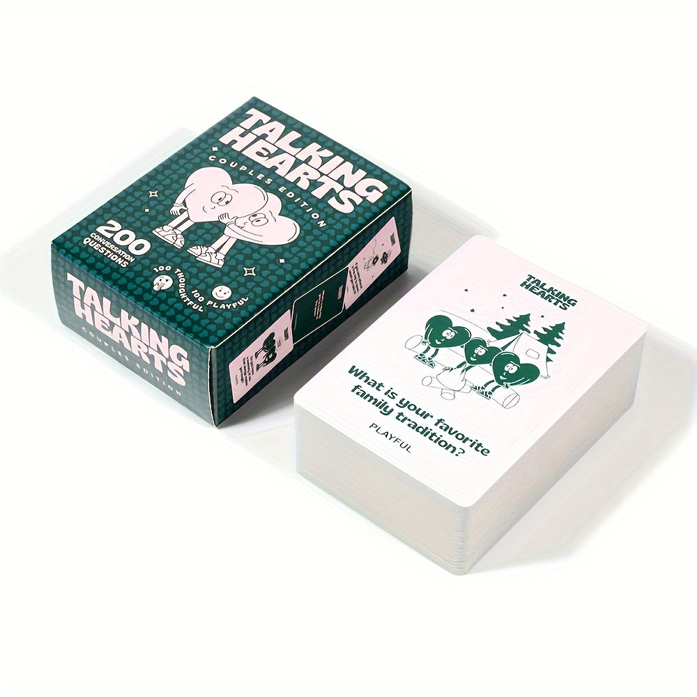 بطاقات محادثة على شكل قلب، 200 سؤال بالإضافة إلى بطاقتين جوكر، لعبة رومانسية للأزواج، مثالية للمواعيد أو السفر أو عيد الحب.