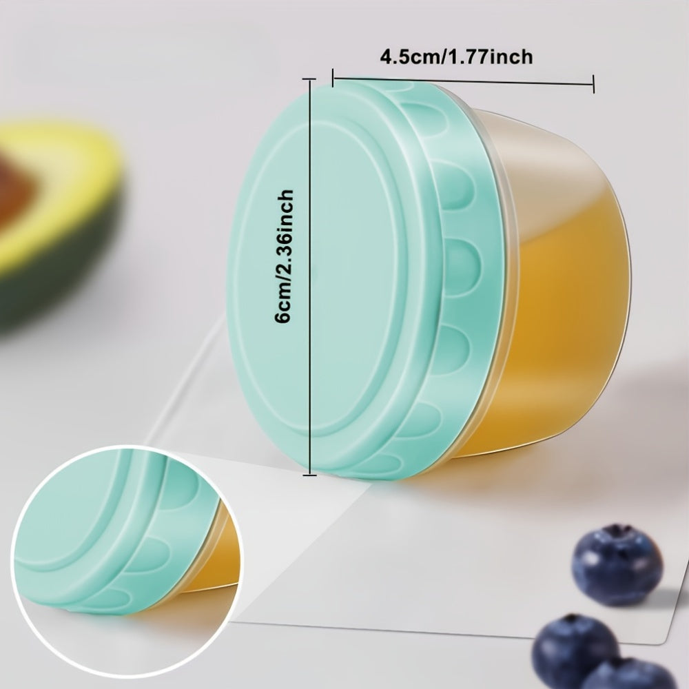 Lot de 12 contenants à sauce 2 oz avec couvercles, étanches, empilables, sans BPA, compatibles micro-ondes, lave-vaisselle et congélateur.