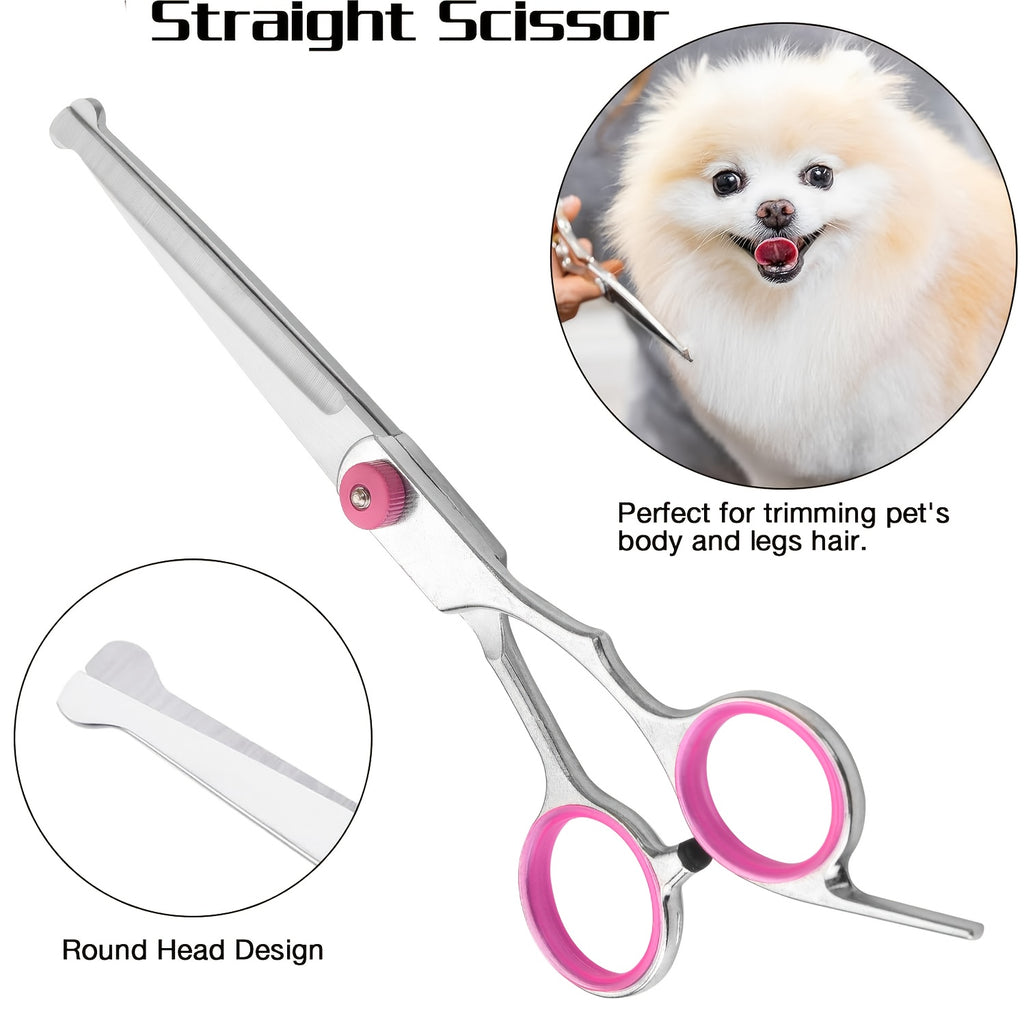 Set de tondeuses de beauté pour animaux 4 pièces. Comprend ciseaux droits, tondeuse, ciseaux incurvés et peigne en acier inoxydable.