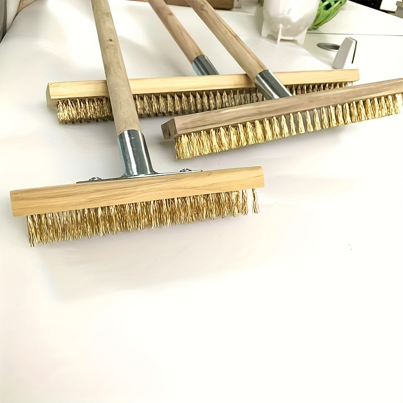 Brosse de sol à poils métalliques, construction en fer durable pour éliminer mousse et débris, nettoyage manuel efficace du jardin.