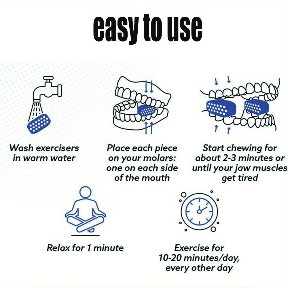 Lot de 2 entraîneurs mandibulaires en silicone, légers et durables, pour renforcement des muscles faciaux et entraînement de la mâchoire.