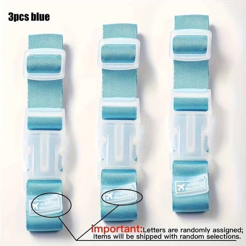 Lot de 3 sangles bagages réglables, résistantes, couleurs vives, sécurisent valises et sacs, accessoires de voyage pratiques et durables.