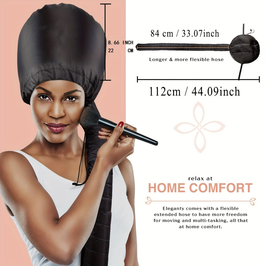 Soft hair dryer cap with headband, heat resistant, for deep conditioning and styling, without electricity, ideal for textured hair.