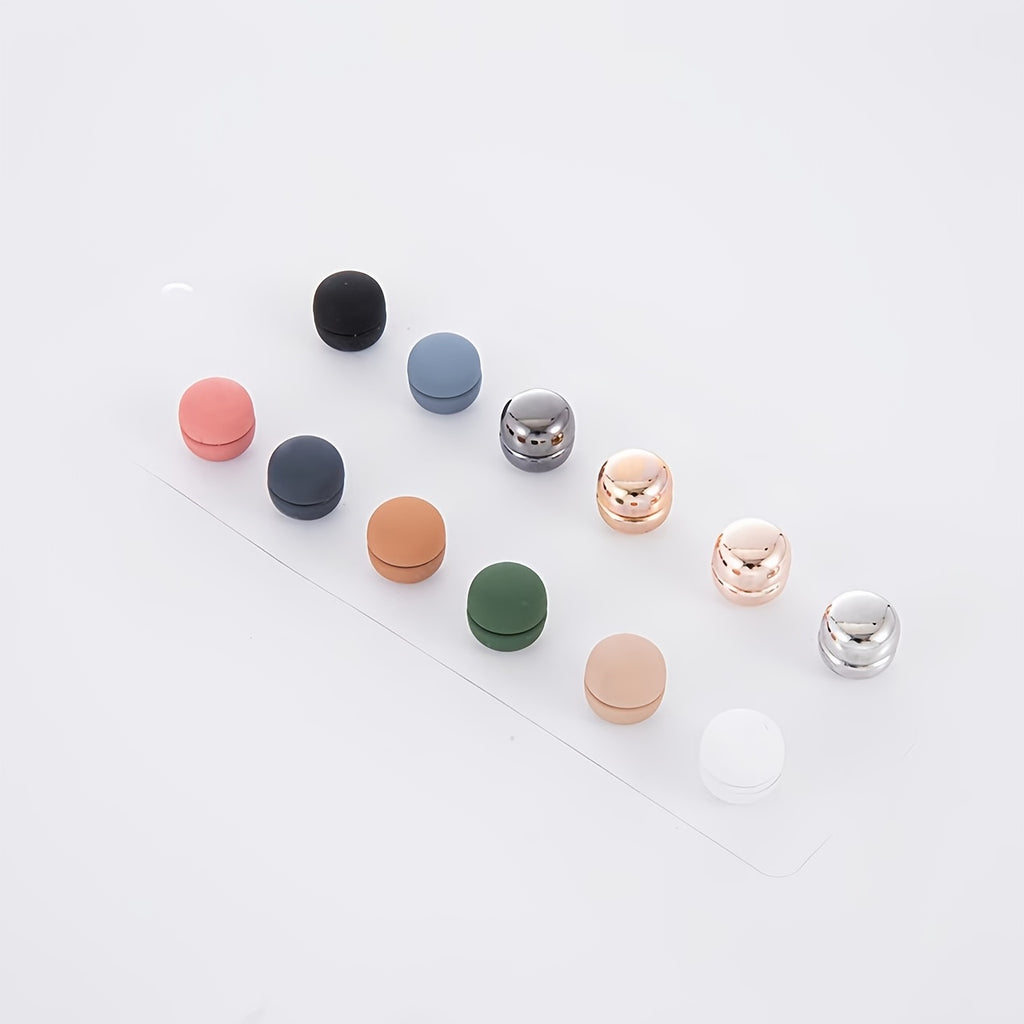 Lot de 12 broches magnétiques rondes en alliage, élégantes et colorées, petite taille, accessoire féminin raffiné.