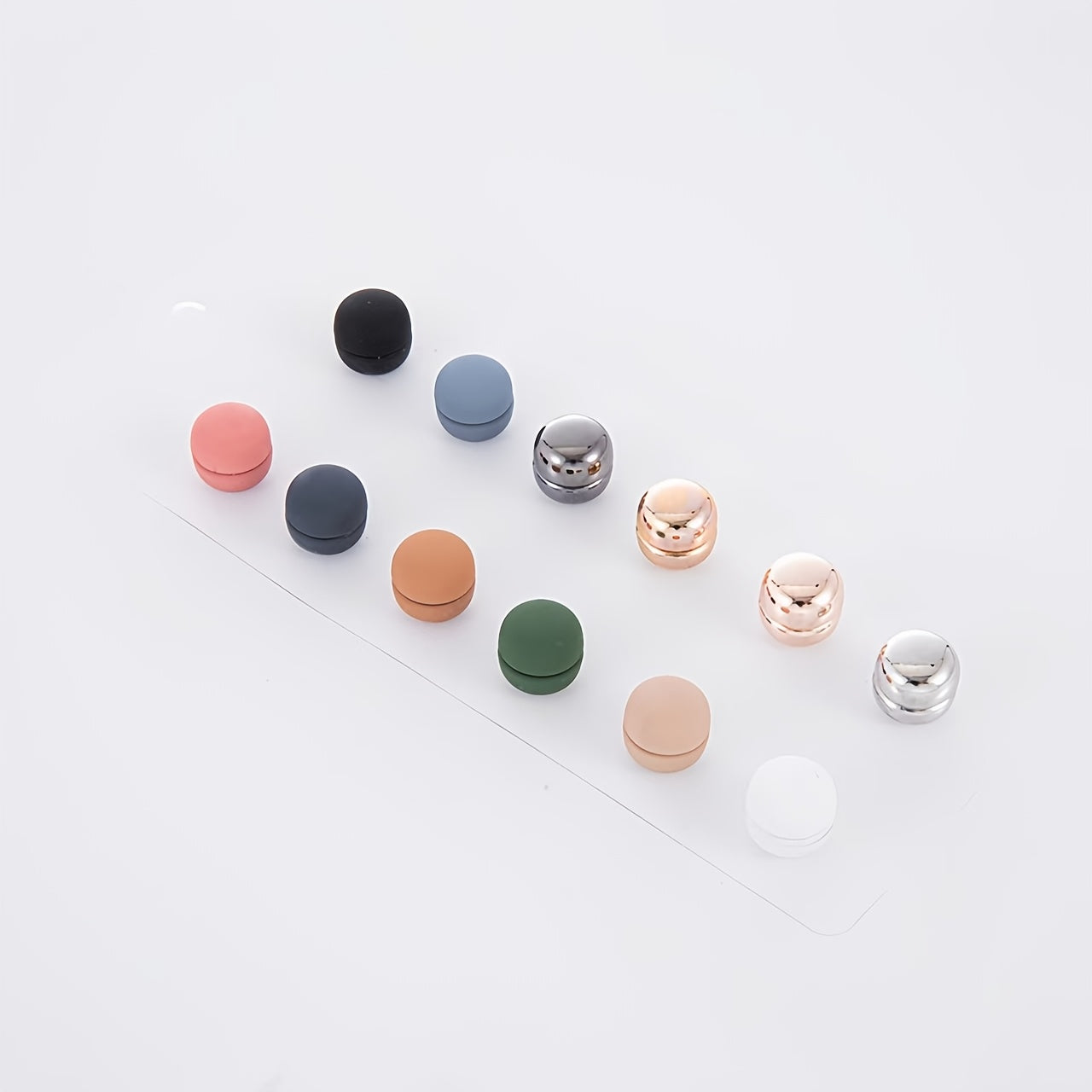 Lot de 12 broches magnétiques rondes en alliage, élégantes et colorées, petite taille, accessoire féminin raffiné.