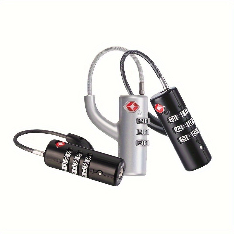 Cadenas TSA à combinaison avec câble métallique, sécurisé pour valises, conforme aux normes aéroportuaires, pratique et robuste pour voyages.
