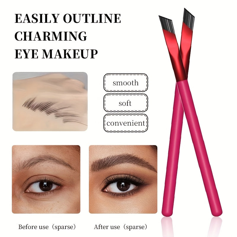 Set of 2 multifunctional square eyebrow brushes for drawing and blending eyebrows, creating natural shapes and sophisticated makeup.