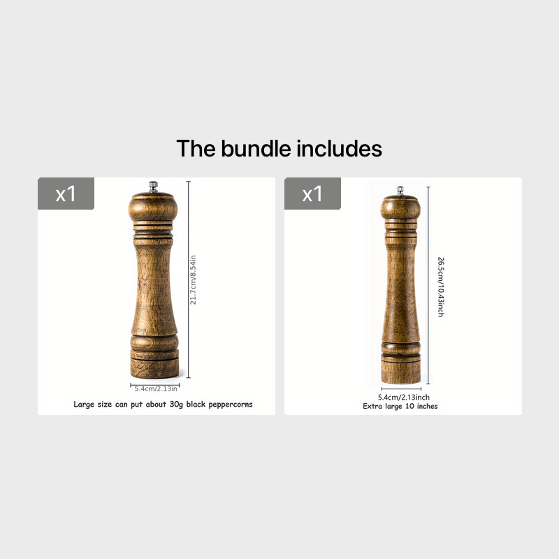 Moulin à Poivre Manuel en Bois KEMORELA : Design classique, matériau naturel durable, broyage précis, ergonomique, accessoire culinaire de qualité pour cuisine et table.