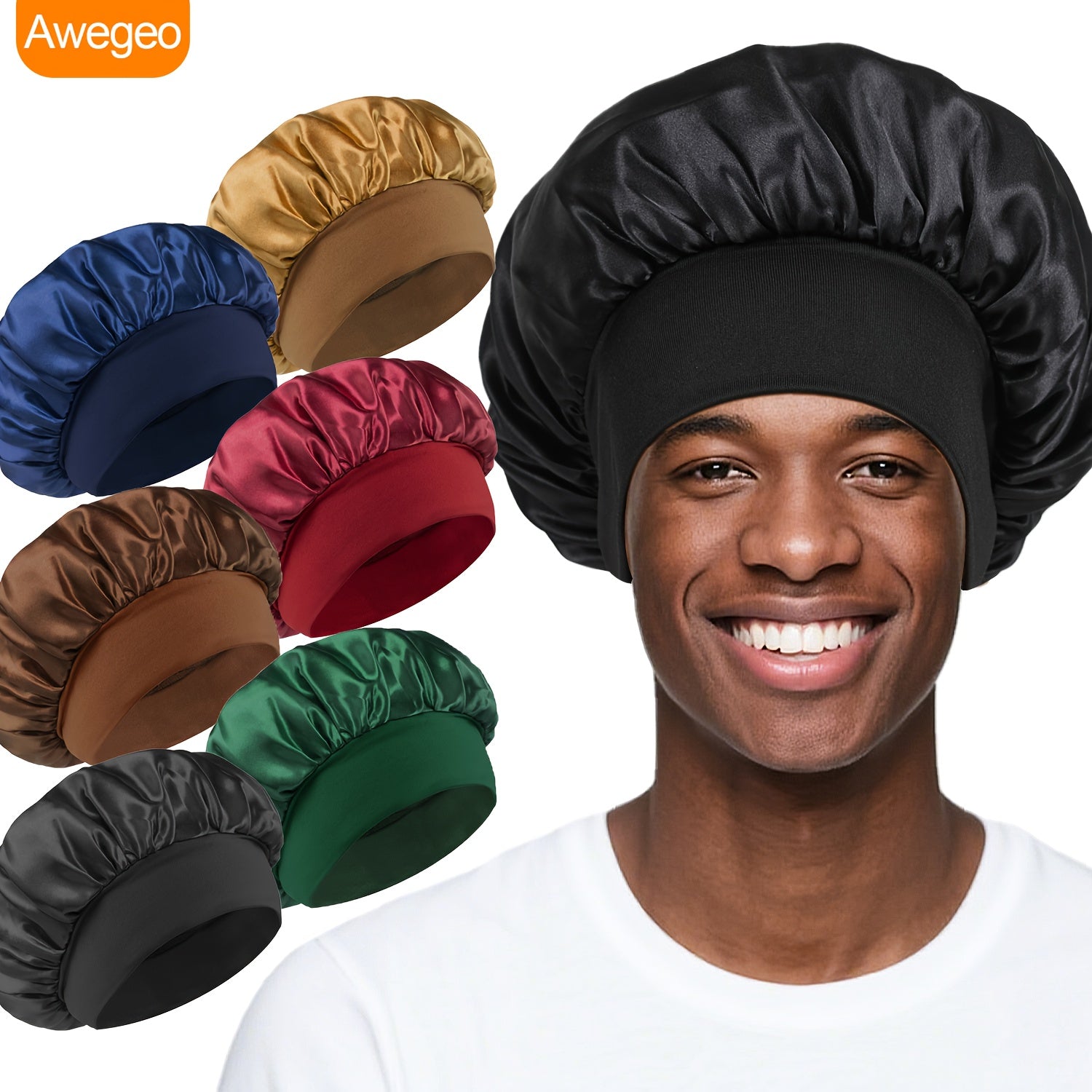 Lot de 6 bonnets élastiques homme, doux et confortables, protection capillaire nuit, plusieurs couleurs, polyester, maintien fiable sans parfum.