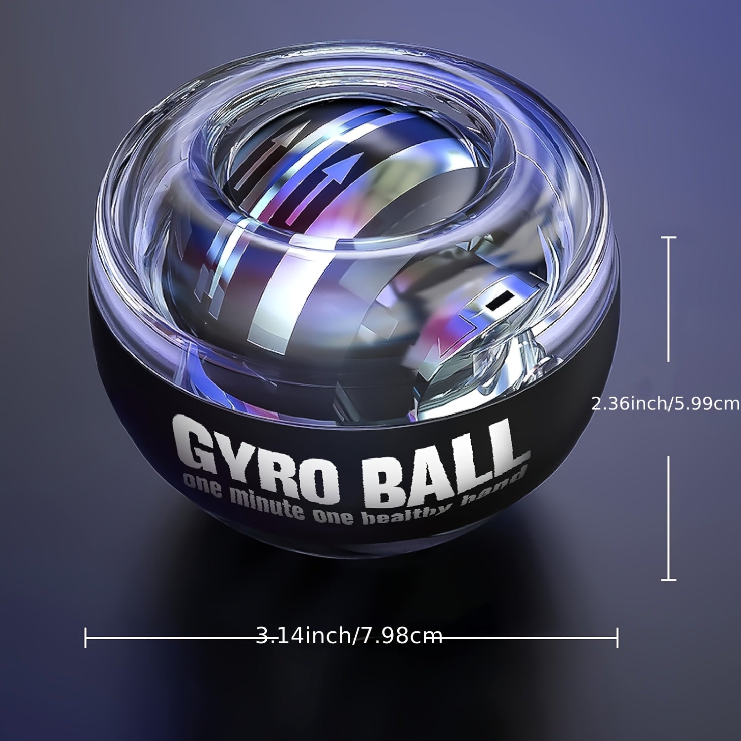 Gyroball, a portable and durable strength trainer for wrists, arms and fingers, ideal for muscle exercises and rehabilitation.