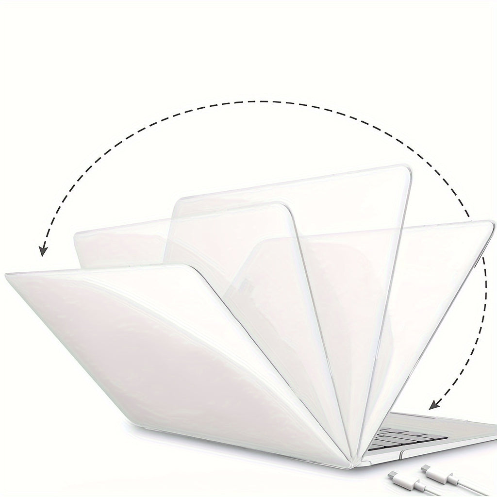 Coque MacBook Air/Pro Ultra-Fine Transparent : Ensemble 2 pcs (couvercle + base), finition mate, protection légère et discrète, haute transparence.