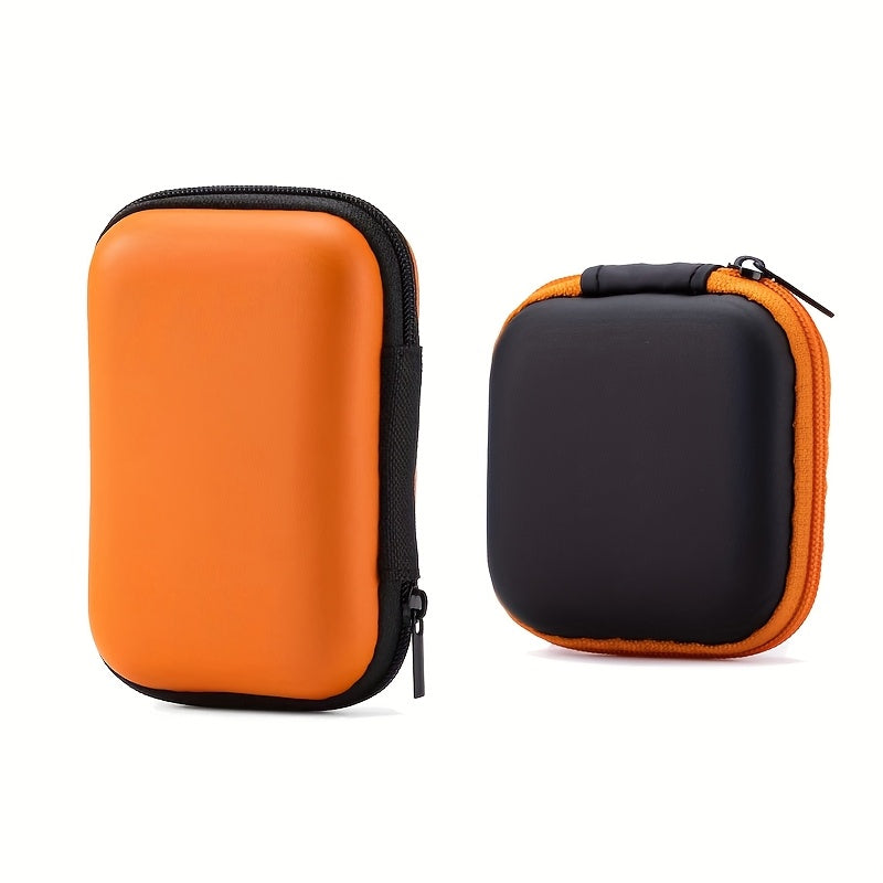 Lot de 2 pochettes zippées multicolores avec compartiments, légères et portables, en EVA durable, pour écouteurs, câbles, clés, pièces et bijoux.