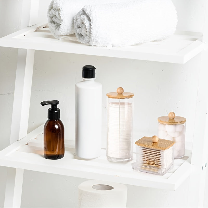 Lot de 2 ou 3 boîtes transparentes avec couvercles, pour cotons-tiges, disques et fil dentaire, organise salle de bain et rangement maison.