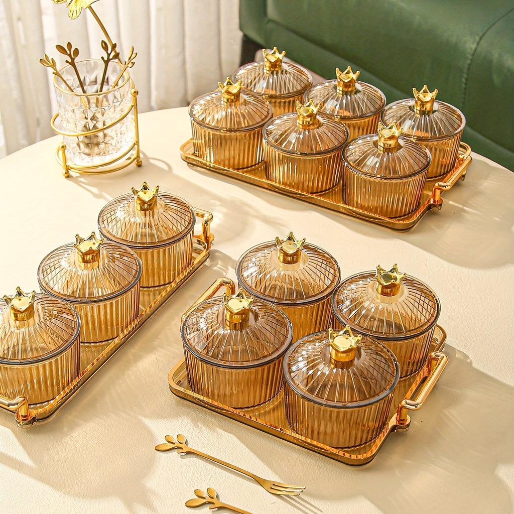 Boîte à bonbons de luxe légère et scellée Rangement élégant pour bonbons, matériau durable, avec plateau, disponible en 3, 4 ou 6 compartiments, parfait pour la maison.