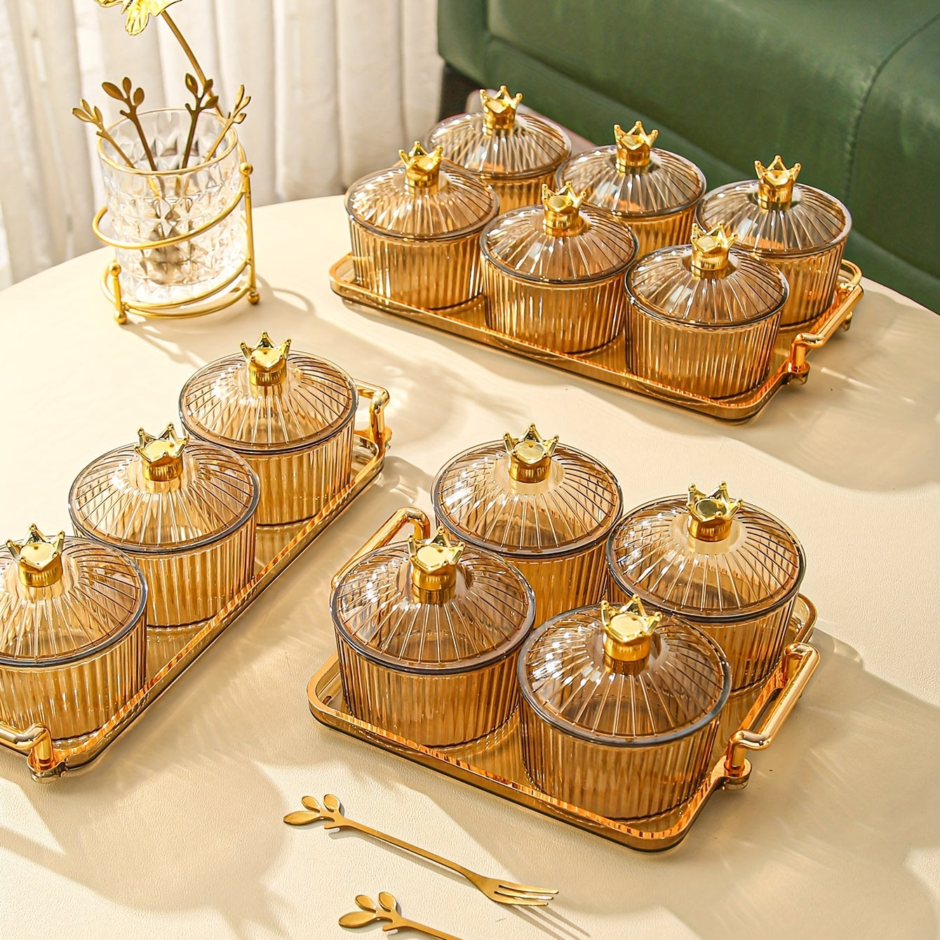 Boîte à bonbons de luxe légère et scellée Rangement élégant pour bonbons, matériau durable, avec plateau, disponible en 3, 4 ou 6 compartiments, parfait pour la maison.