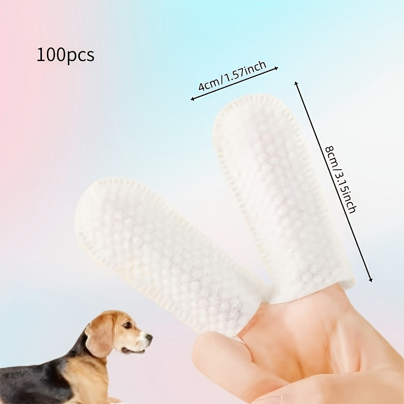 Disposable finger cots for pet cleaning (100 pcs). Ideal for removing tartar, cleaning ears and ensuring fresh breath.