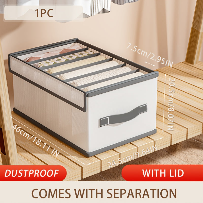 Lot de 1 ou 3 paniers de rangement pliables en tissu non tissé, léger, compartiments pour pantalons, sous-vêtements, chaussettes, avec poignée, organise tiroirs.