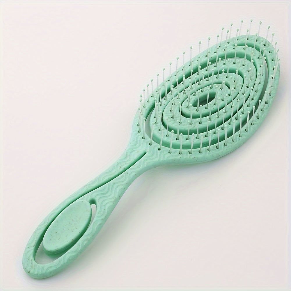 Peigne coiffure oval ajouré, démêlage facile pour cheveux secs ou mouillés, design ergonomique et pratique.