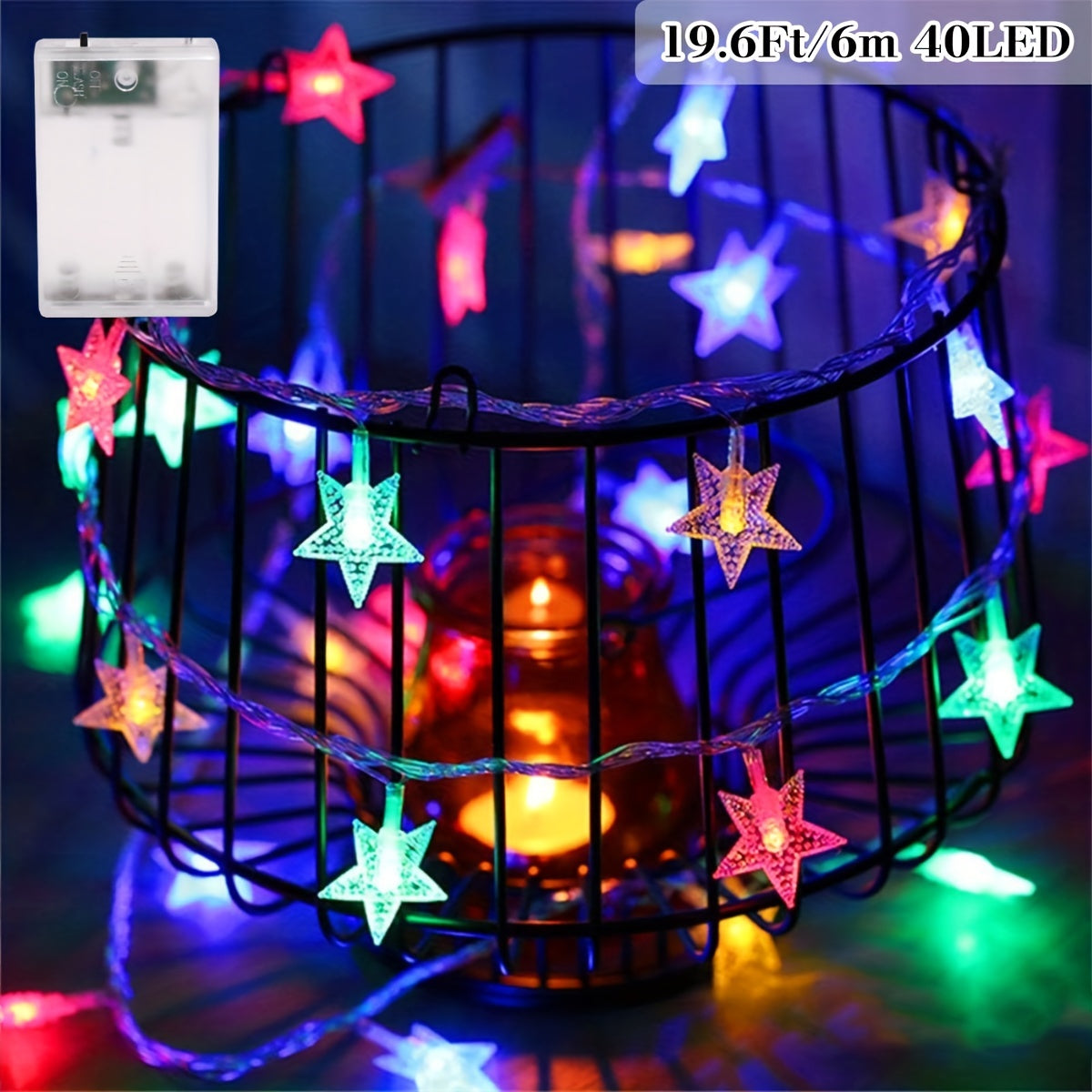 Guirlande lumineuse LED étoiles 10 à 80 LED, alimentée par piles, idéale pour décoration intérieure et extérieure, mariages, fêtes, Noël, jardin ou événements spéciaux.