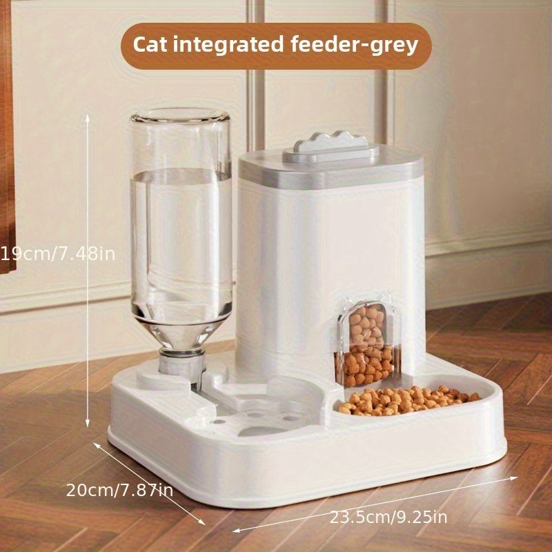 Distributeur automatique d'eau pour chats et chiens avec bassin alimentaire intégré. Capacité de 1 à 10L, sans batterie, design moderne, facile à nettoyer, solution durable pour l'hydratation.