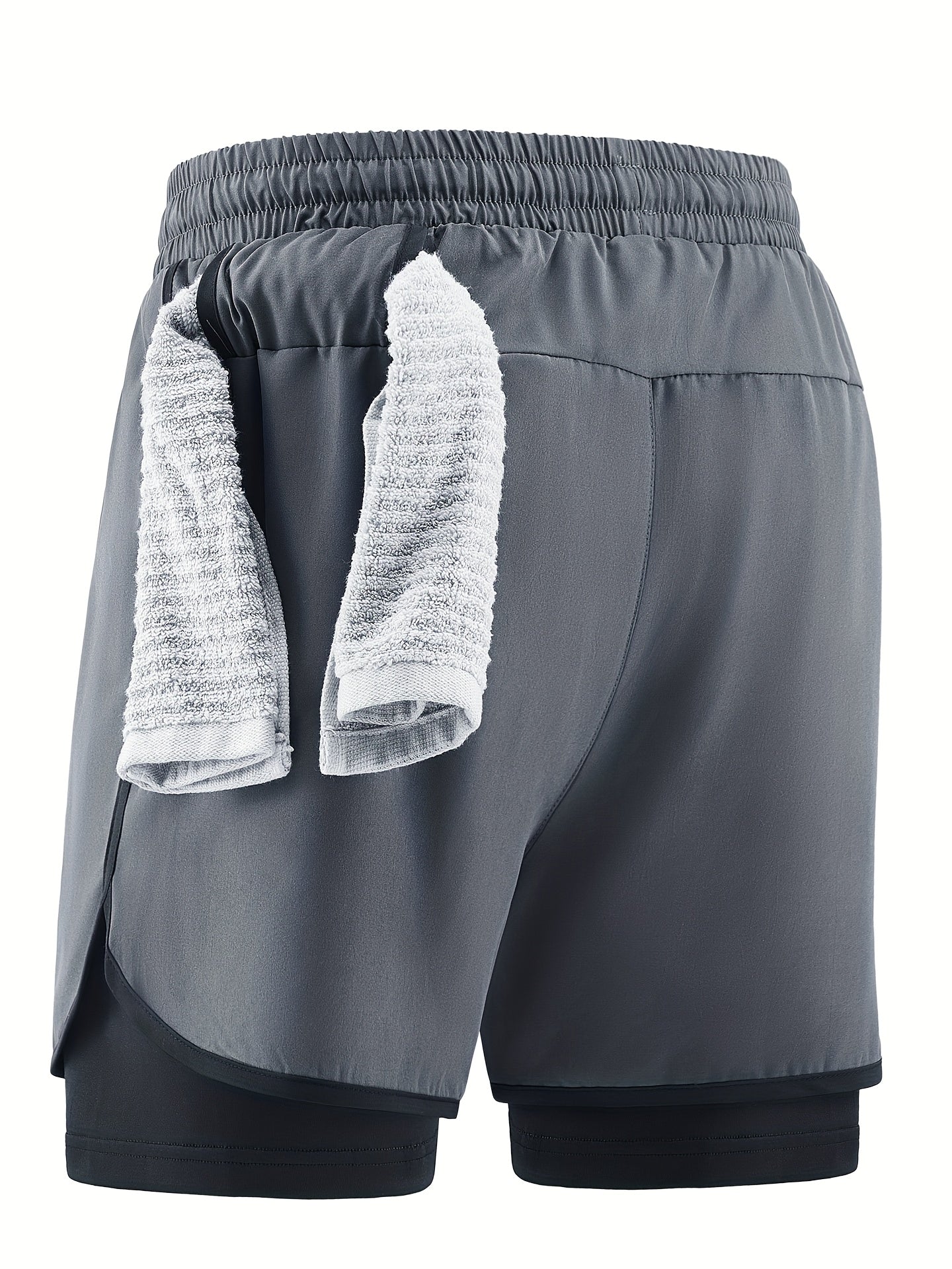 Shorts hommes 2-en-1, séchage rapide, respirants avec doublure mesh et poches, parfaits pour gym, randonnée et activités plage.